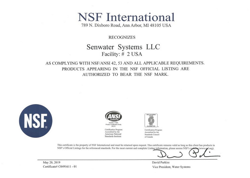 Senwater new drinking water filters be certificated by NSF插图1